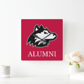 NIU Huskies Alumni Quadratische Wanduhr (Zuhause)