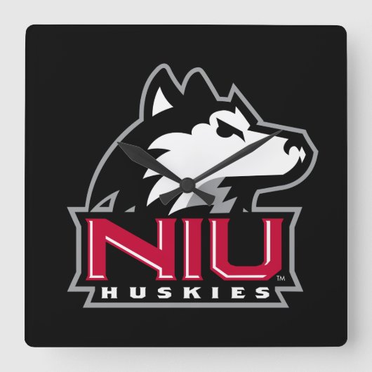 NIU Huskies Quadratische Wanduhr (Vorderseite)