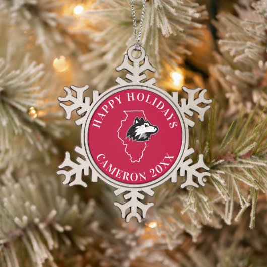 NIU Huskies Staat Liebe Schneeflocken Zinn-Ornament (Baum)