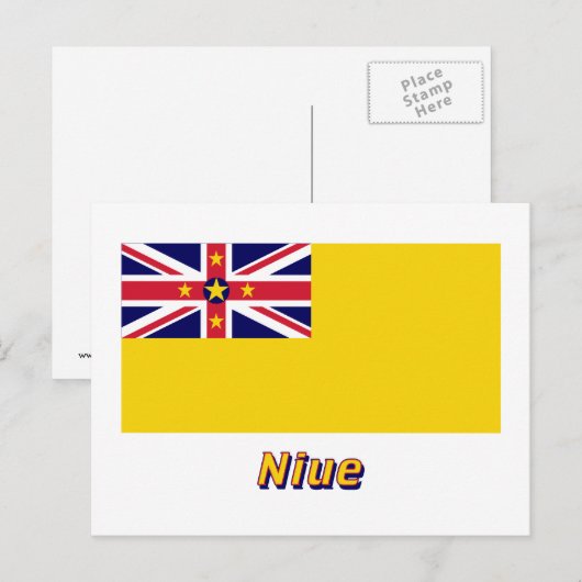 Niue Flag mit Name Postkarte (Vorne/Hinten)