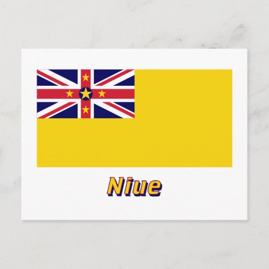 Niue Flag mit Name Postkarte (Vorderseite)