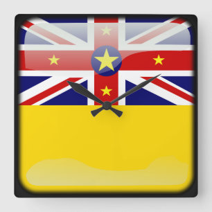 Niue-Flagge Quadratische Wanduhr