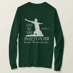 NIV 1 Peter 5:7 Die ganze Angst um Ihn Bibel T-Shirt