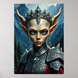 Nivalis Mountain Elf Queen - Dark Fantasy Wandkuns Poster