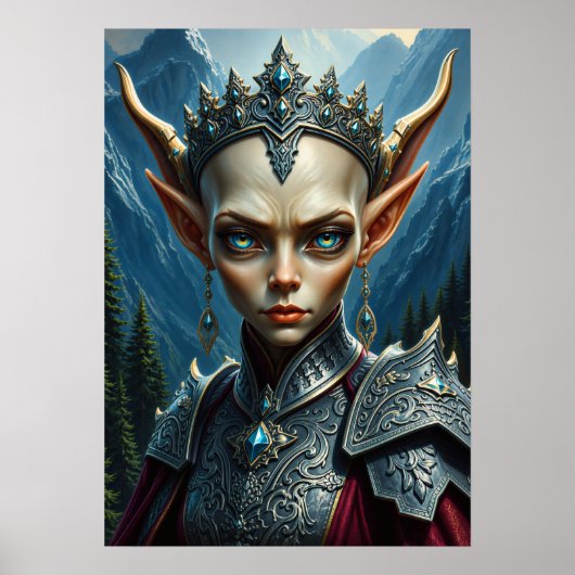 Nivalis Mountain Elf Queen - Dark Fantasy Wandkuns Poster (Vorne)