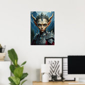 Nivalis Mountain Elf Queen - Dark Fantasy Wandkuns Poster (Heimbüro)