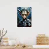 Nivalis Mountain Elf Queen - Dark Fantasy Wandkuns Poster (Küche)