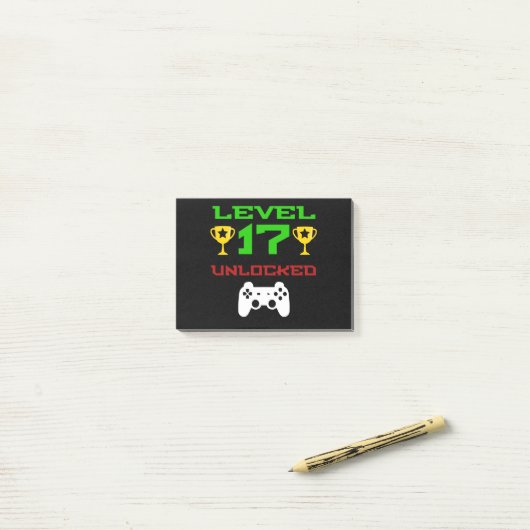 Niveau 17 entriegelte 17. post-it klebezettel (Auf Schreibtisch)