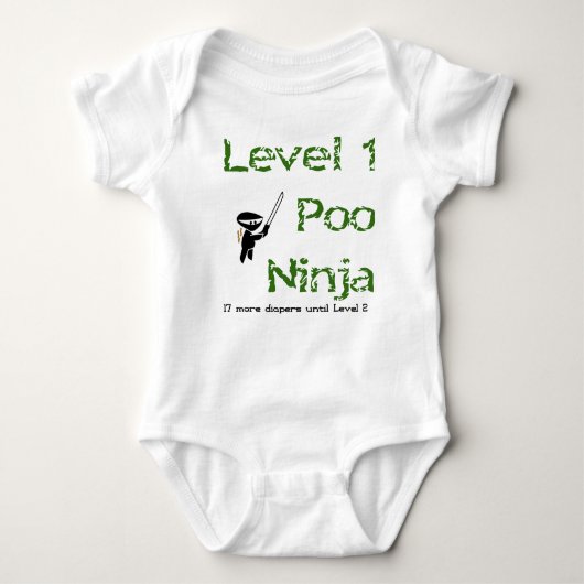 Niveau 1 Poo Ninja Baby Strampler (Vorderseite)