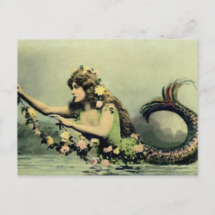 Nixe und Rosen Postkarte
