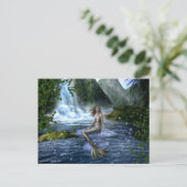 Nixen-Fantasy-Wasserfall-Landschaft Postkarte (Stehend Vorderseite)