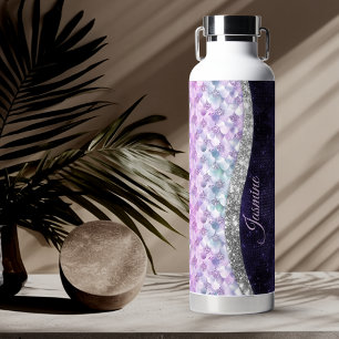 Nixen-Haut lila silberner falscher Glitter-Monogra Trinkflasche