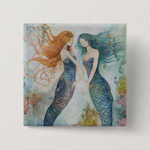 Nixen in Aquarell Button