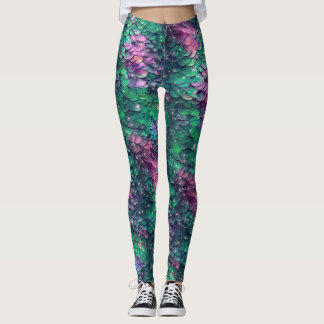 Nixen-Schuppen Lila und Grüne Leggings