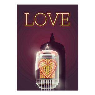 Nixie Tube 'Liebe' Vintage Poster