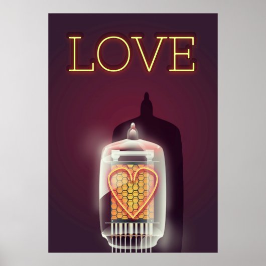 Nixie Tube 'Liebe' Vintage Poster (Vorne)