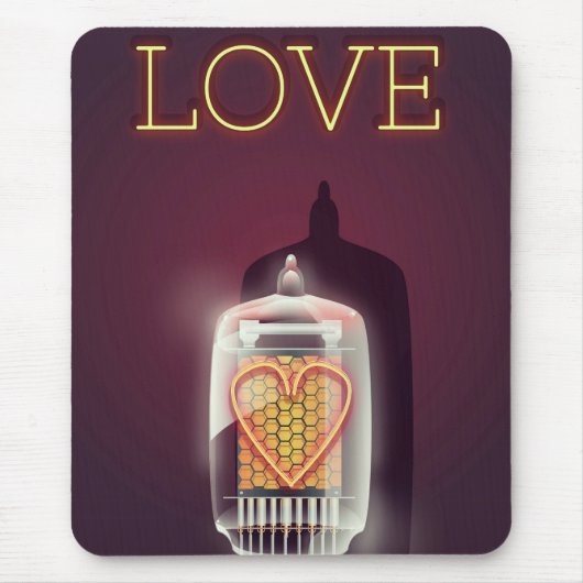 Nixie Tube 'Liebe' Vintage Poster Mousepad (Vorne)