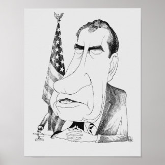 Nixon Karikatur - Edmund Valtman - Circa 1970 Poster