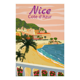 Nizza Côte d'Azur - ein Küstenposter Vintag Poster