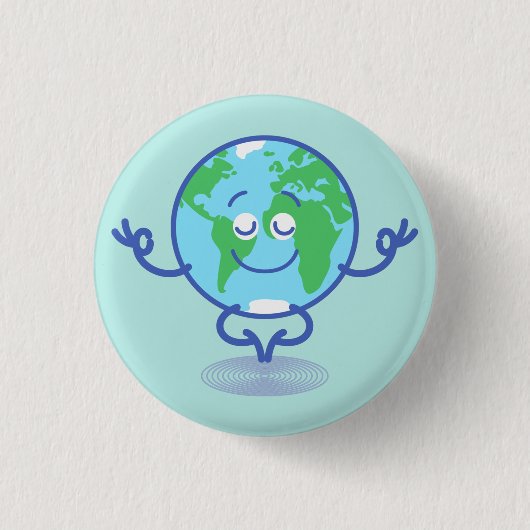 Nizza Erde meditiert friedlich Button (Vorderseite)