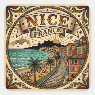 Nizza Frankreich Quadratischer Aufkleber