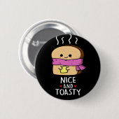 Nizza und Toastgewitzter Toast Butter Pun Dark BG Button (Vorne & Hinten)