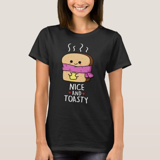 Nizza und Toastgewitzter Toast Butter Pun Dark BG T-Shirt (Vorderseite)