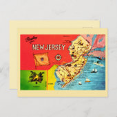NJ Map of Beaches Bordered Postcard Postkarte (Vorne/Hinten)