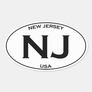 NJ - New Jersey USA Oval Logo Ovaler Aufkleber