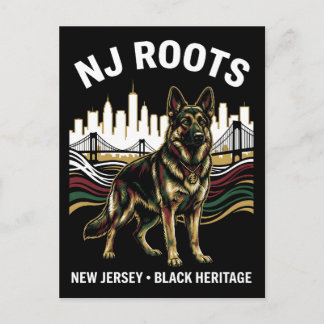 NJ Roots German Shepherd Black Heritage Pride Art Postkarte