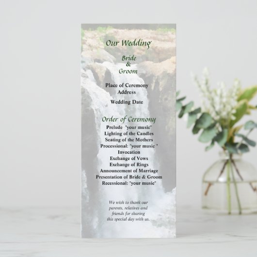 NJ - Waterfall Paterson NJ Wedding Program Programm (Stehend Vorderseite)