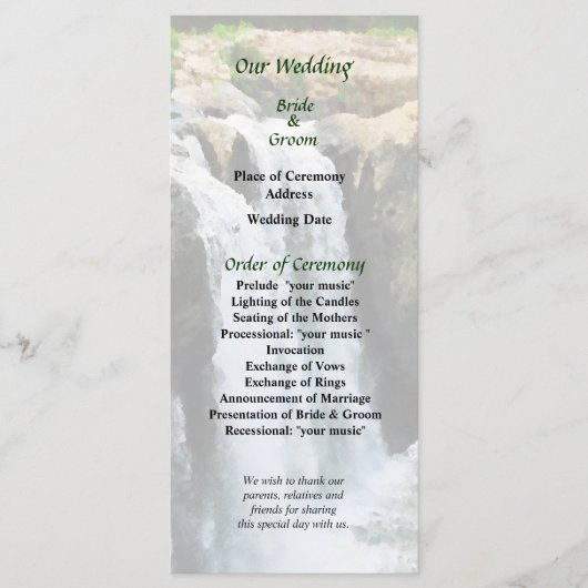NJ - Waterfall Paterson NJ Wedding Program Programm (Vorderseite)