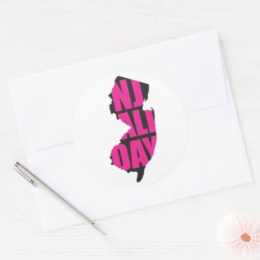 Njalldaypinkschwarz Runder Aufkleber (Umschlag)