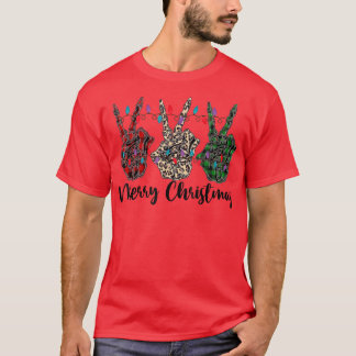 NJB Merry Xmas Weihnachten Leopard Skeleton Peace T-Shirt