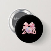 Nk Bow Coquette Disco Ball Happy New Year 2026 Button (Vorne & Hinten)