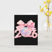 Nk Bow Coquette Disco Ball Happy New Year 2026 Karte (Gelbe Blume)