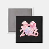 Nk Bow Coquette Disco Ball Happy New Year 2026  Magnet (Vorderseite/Rückseite)