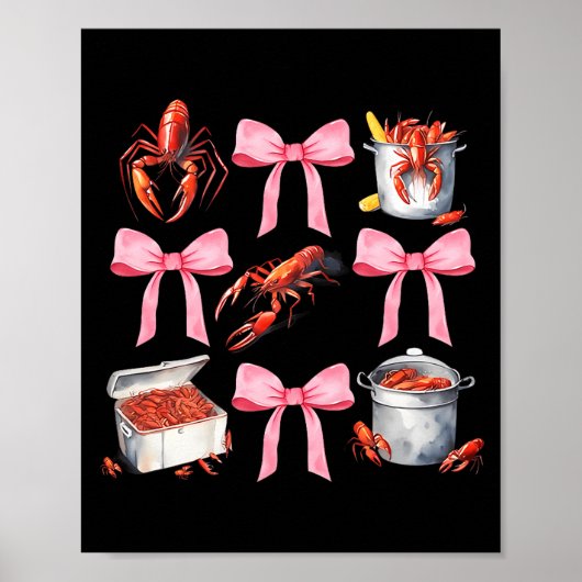 Nk Bow Cute Coquette Crawfish Boil Y2k Girl Aesthe Poster (Vorne)
