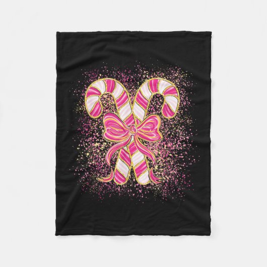 Nk Christmas Candy Cane Preppy Coquette Xmas Bow G Fleecedecke (Vorderseite)