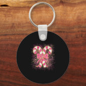 Nk Christmas Candy Cane Preppy Coquette Xmas Bow G Schlüsselanhänger (Vorderseite)