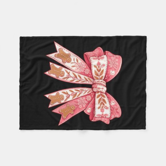 Nk Coquette Bow Christmas Gingerbread Man Girly Xm Fleecedecke (Vorderseite (Horizontal))