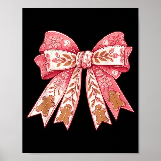 Nk Coquette Bow Christmas Gingerbread Man Girly Xm Poster (Vorne)