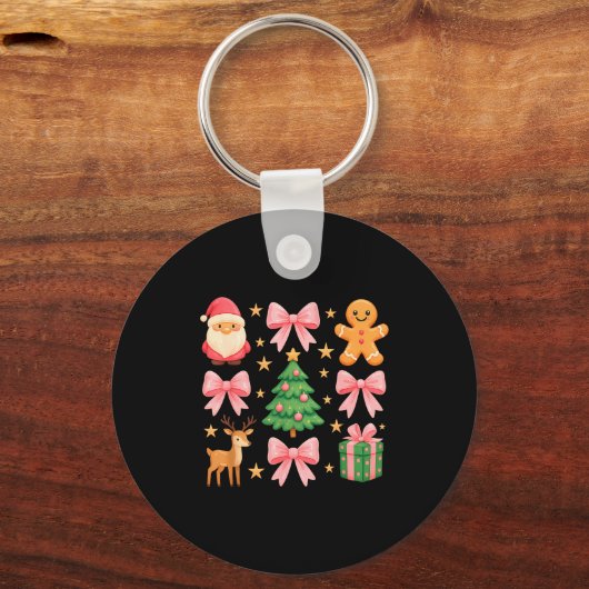 Nk Coquette Bow Christmas Tree Santa Gingerbread X Schlüsselanhänger (Vorderseite)