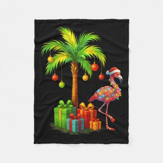 Nk Flamingo Christmas Palm Tree Trocal Xmas Fleecedecke (Vorderseite)