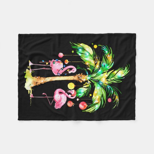 Nk Flamingo Christmas Palm Tree Trocal Xmas Holida Fleecedecke (Vorderseite (Horizontal))