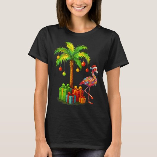Nk Flamingo Christmas Palm Tree Trocal Xmas T-Shirt (Vorderseite)