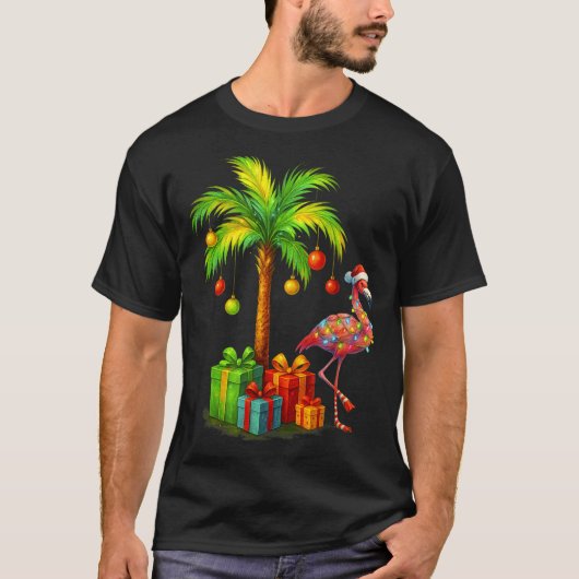 Nk Flamingo Christmas Palm Tree Trocal Xmas T-Shirt (Vorderseite)