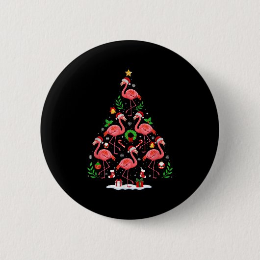 Nk Flamingo Christmas Tree Lights Santa Hat Xmas P Button (Vorderseite)