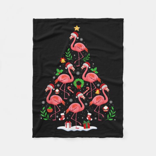 Nk Flamingo Christmas Tree Lights Santa Hat Xmas P Fleecedecke (Vorderseite)