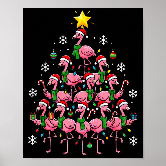 Nk Flamingo Christmas Tree Santa Flamingo Holiday Poster (Vorne)